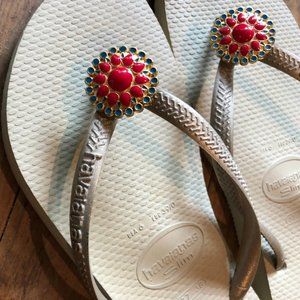 Havaianas Slim Flip FLops with Jewel Medallion